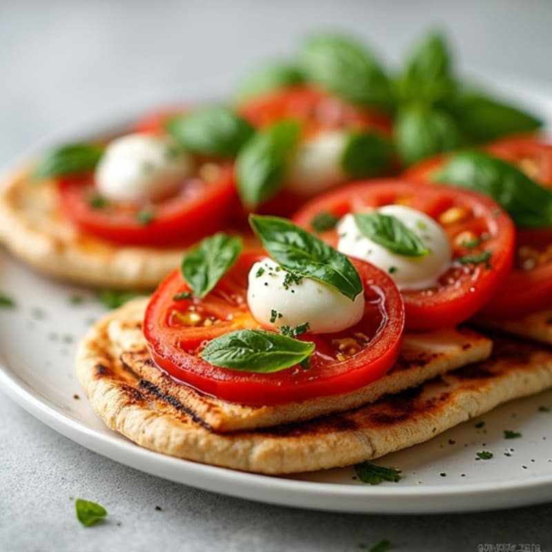 Chicken and Roasted Tomato Whole Wheat Flatbread with Fresh Basil and Mozzarella