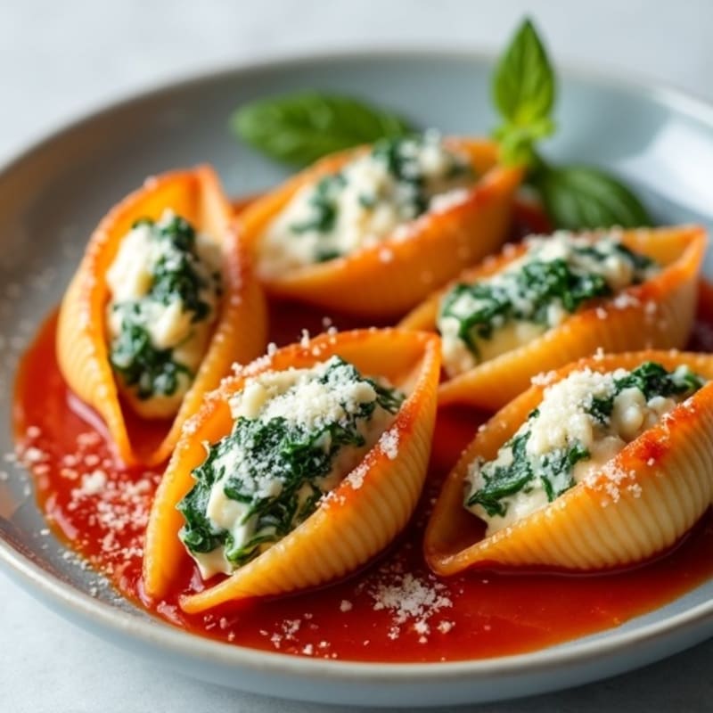 Creamy Ricotta-Spinach Stuffed Pasta Shells