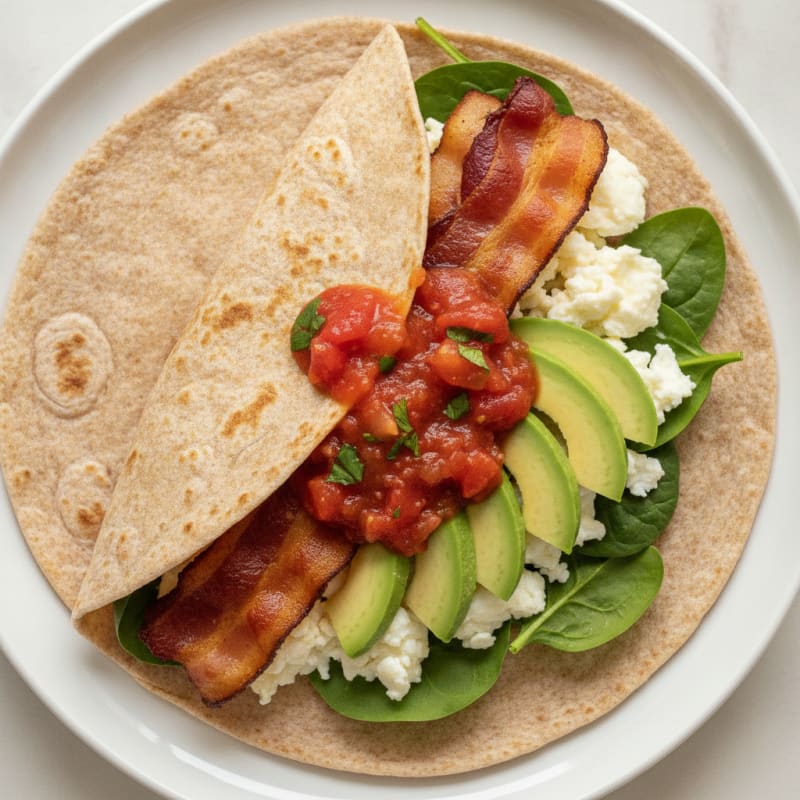 Crispy Turkey Bacon and Egg White Breakfast Wrap