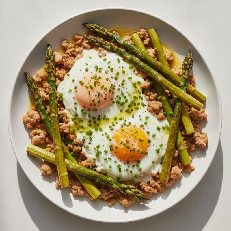 Baked Eggs with Roasted Asparagus