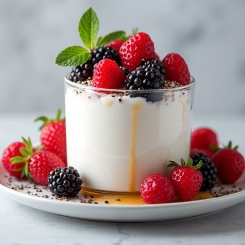 Greek Yogurt Protein Mousse with Mixed Berries