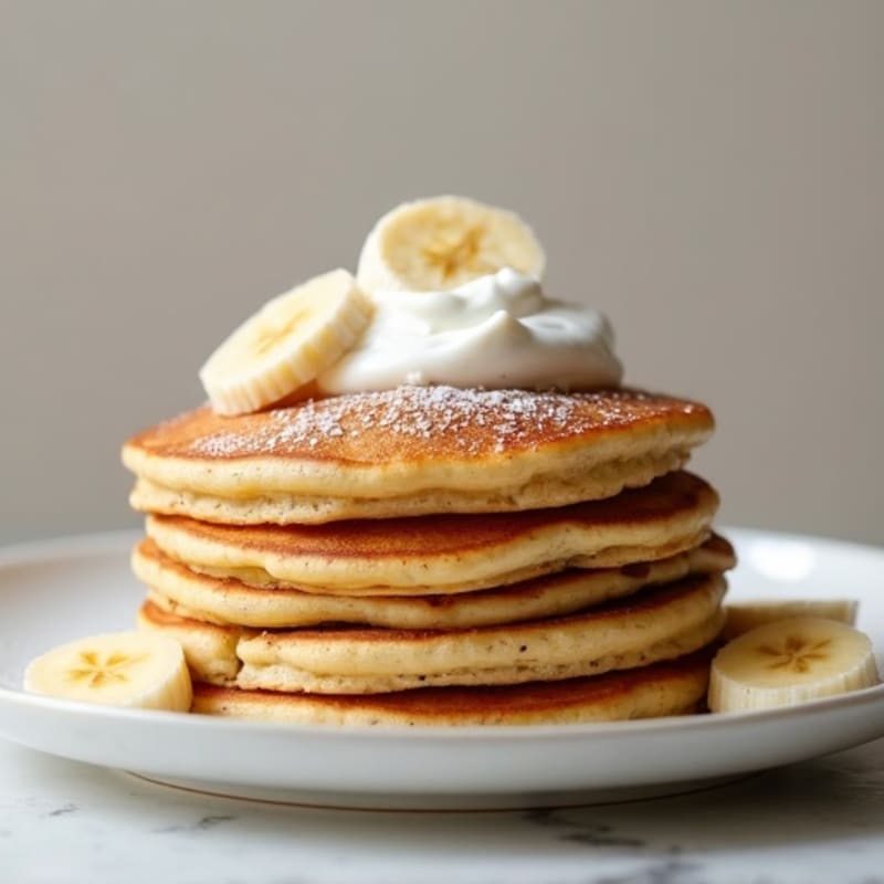 Fluffy Banana Pancakes with Creamy High-Protein Topping