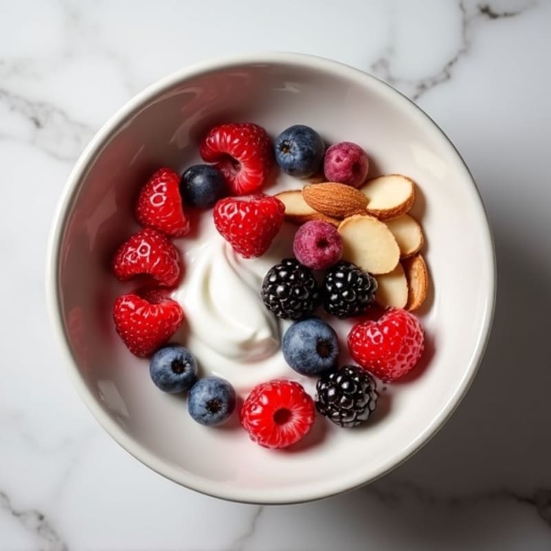 Creamy Greek Yogurt Protein Bowl with Mixed Berries and Almonds