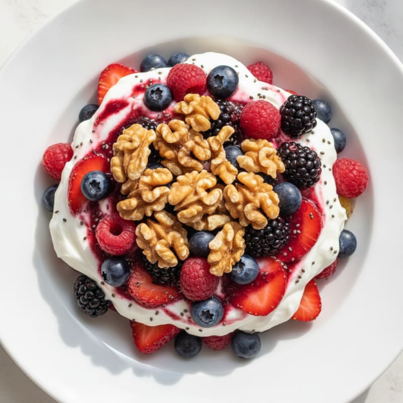 Greek Yogurt Protein Parfait with Mixed Berries