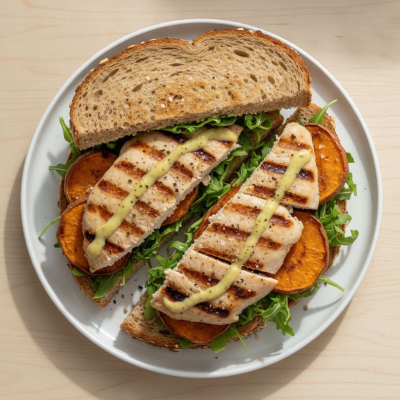 Grilled Chicken and Sweet Potato Sandwich