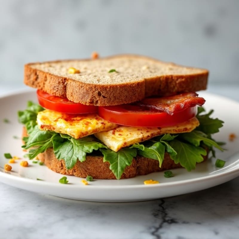 Crispy Turkey Bacon, Ripe Tomato, and Fresh Greens Whole Wheat Sandwich