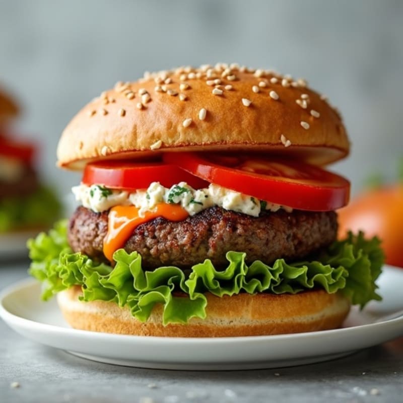 Lean Beef Burgers with Tangy Buffalo Blue Cheese