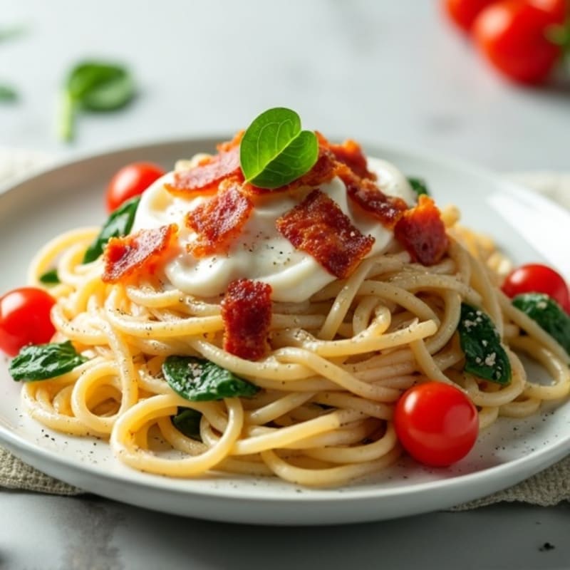 Creamy Spaghetti with Crispy Turkey Bacon