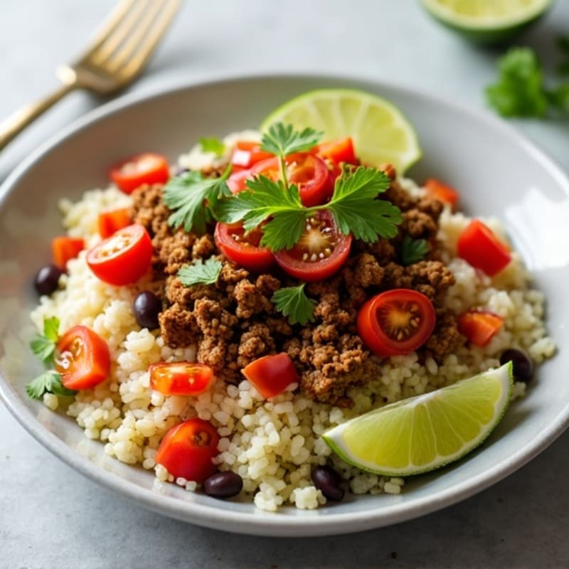 Lean Ground Turkey Taco Bowl with Cilantro-Lime Cauliflower Rice