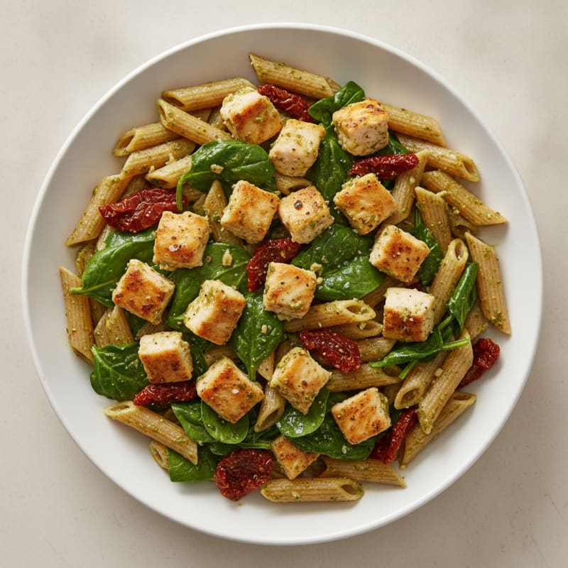 Pesto Chicken Pasta with Sun-Dried Tomatoes