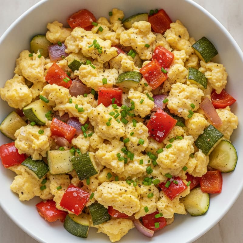 Hearty Scrambled Eggs with Roasted Vegetables