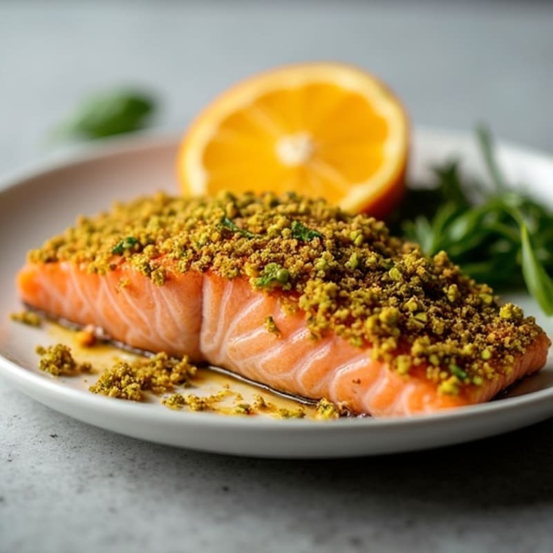 Crispy Pistachio-Crusted Salmon with Citrus-Ginger Glaze