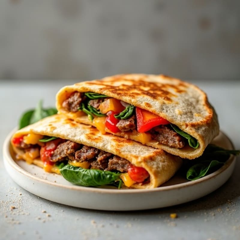 Crispy Lean Steak and Fresh Veggie Whole Wheat Quesadillas