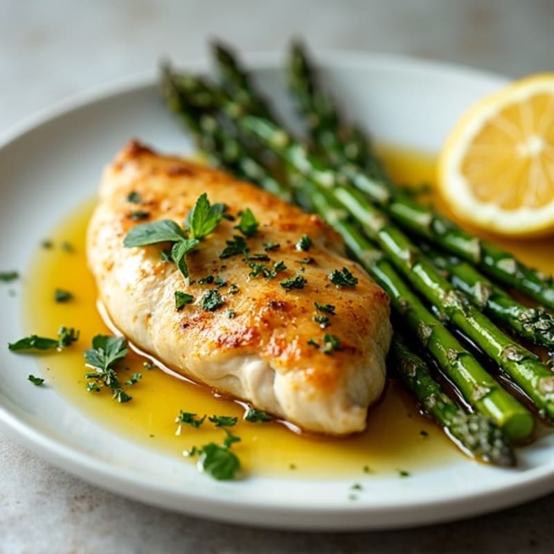 Lemon Herb Roasted Chicken with Crispy Roasted Asparagus
