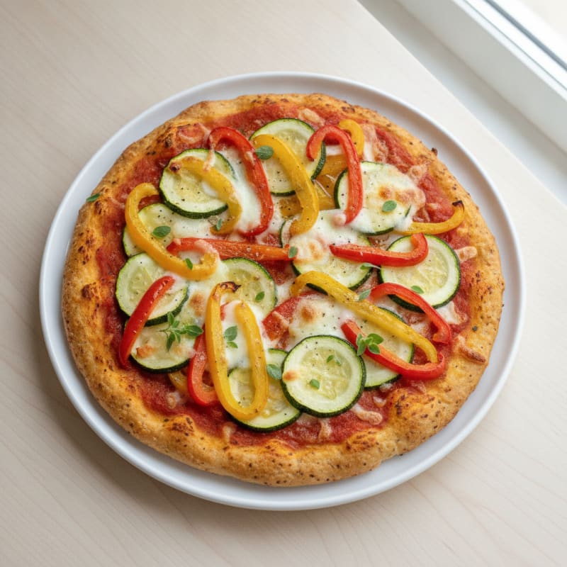 Chicken Crust Pizza with Roasted Vegetables