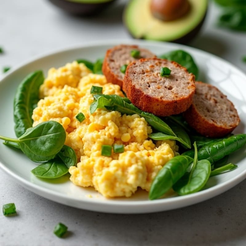 Scrambled Egg Whites with Spinach and Turkey Sausage