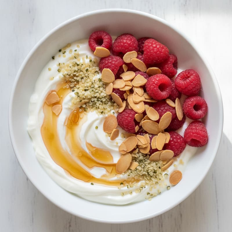 Greek Yogurt Protein Bowl with Mixed Berries and Almonds