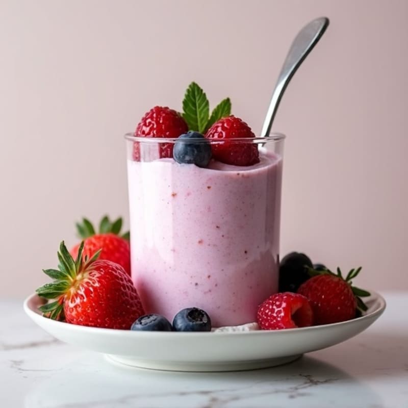Greek Yogurt Protein Mousse with Mixed Berries