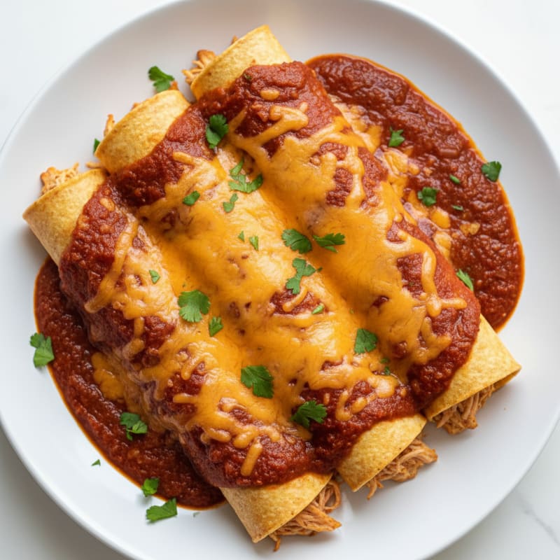 Chicken Enchiladas with Red Chili Sauce