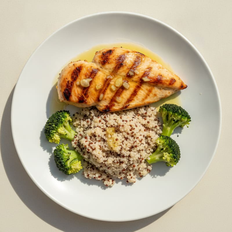 Grilled Chicken Breast with Quinoa and Steamed Broccoli