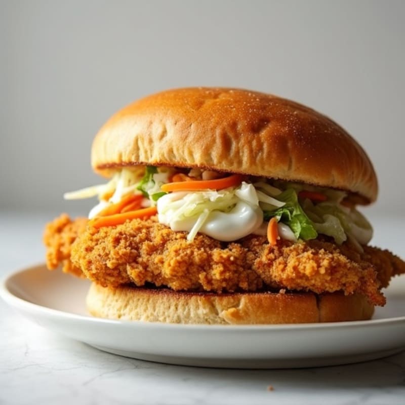 Crispy Air-Fried Chicken Sandwich with Creamy Slaw