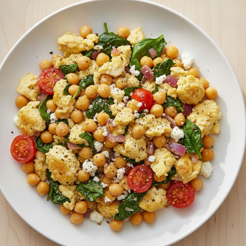 Mediterranean Chickpea and Spinach Scramble