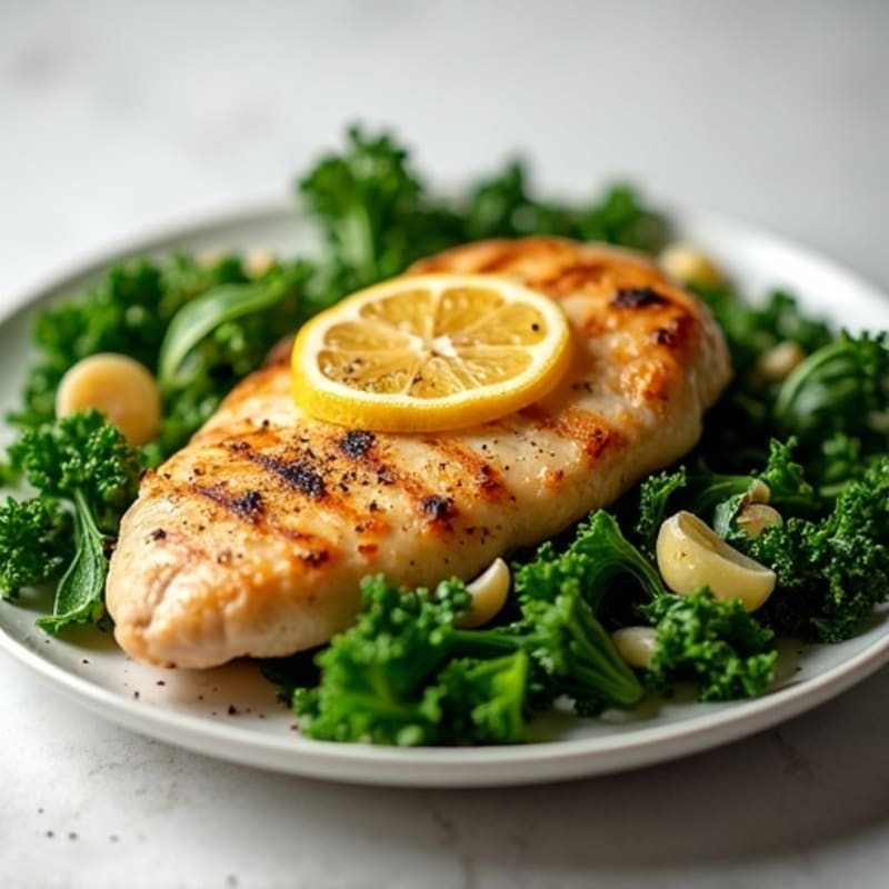 Lemon-Garlic Pan-Seared Chicken with Sautéed Greens