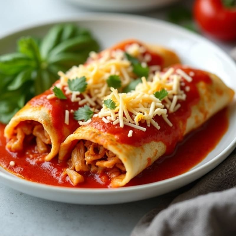 Baked Chicken Enchiladas with Zesty Red Sauce