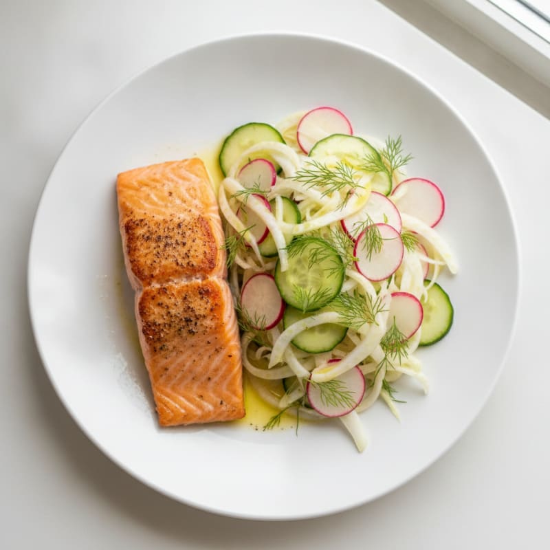 Baked Salmon with Fennel and Radish Salad