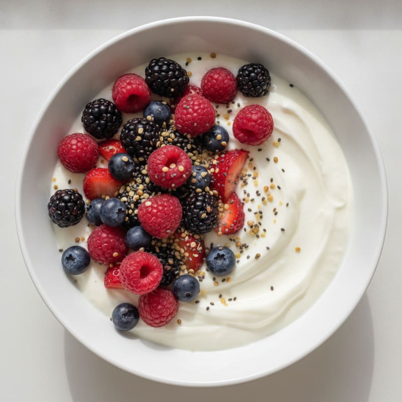 Silky Greek Yogurt Protein Pudding with Mixed Berries