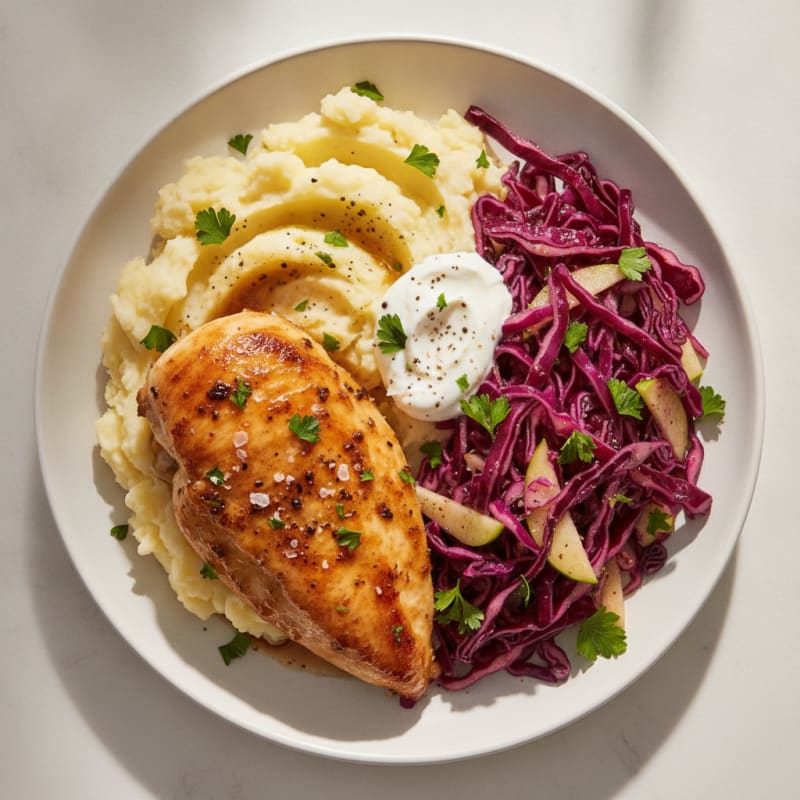 Roasted Chicken with Red Cabbage Slaw