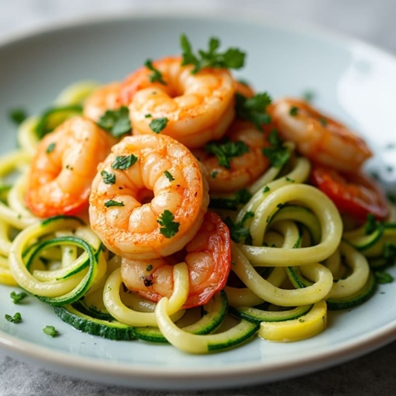 Pan-Seared Garlic Butter Shrimp with Zucchini Noodles