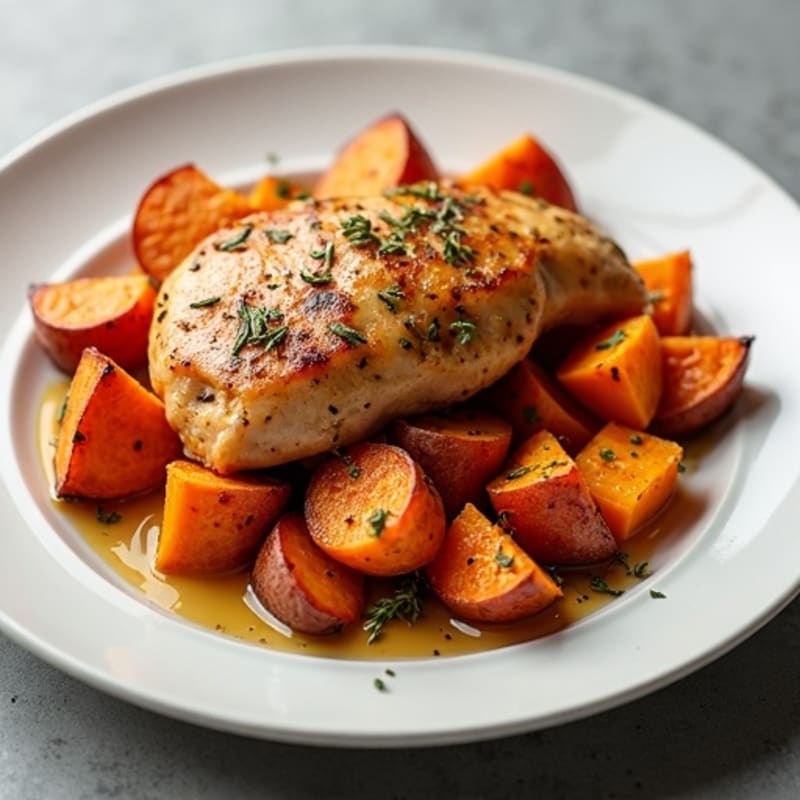Sheet Pan Roasted Chicken and Sweet Potatoes