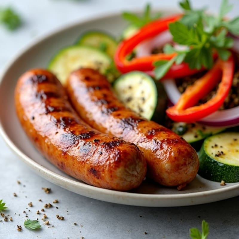 Grilled Lean Turkey Sausage with Fresh Crunchy Veggies