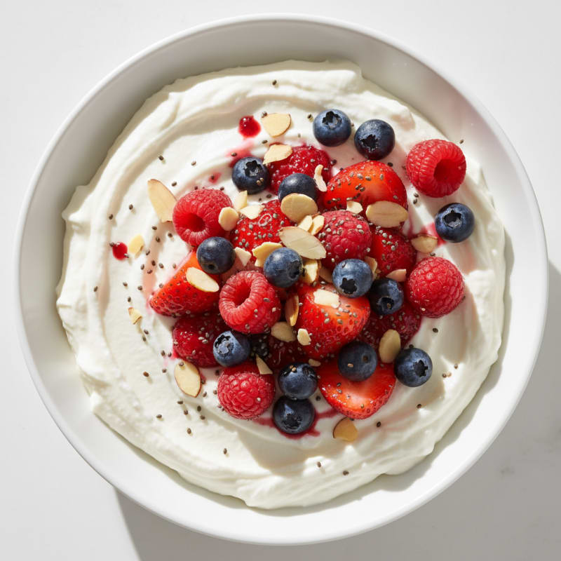 Greek Yogurt Protein Mousse with Mixed Berries