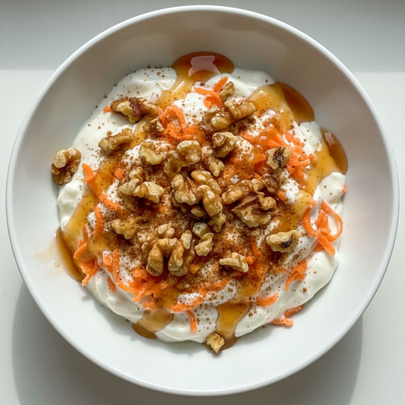 High-Protein Yogurt Parfait with Shredded Carrot and Cinnamon
