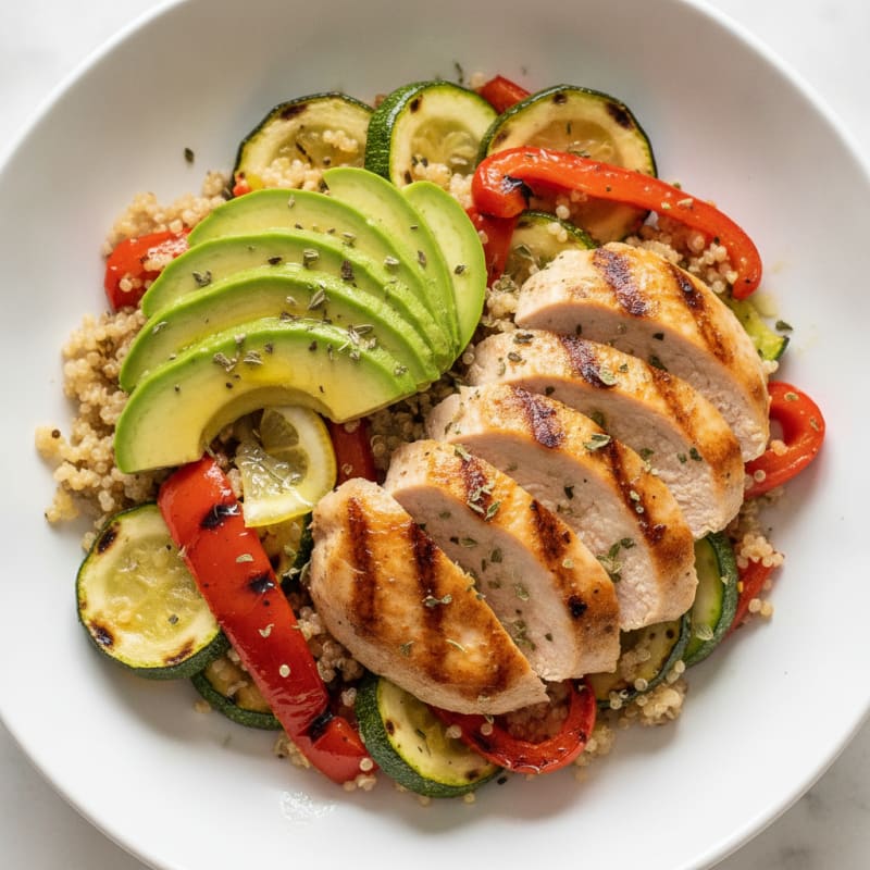 Grilled Turkey and Quinoa Vegetable Bowl