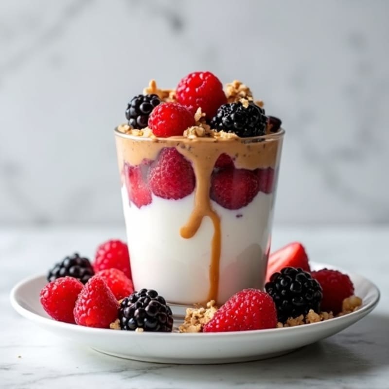 Greek Yogurt Protein Parfait with Berries and Almond Butter