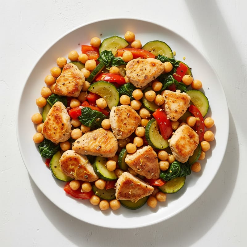 Zesty Lemon-Herb Chickpea & Vegetable Skillet