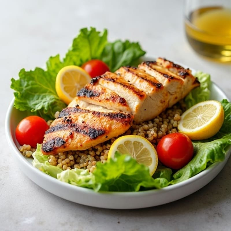 Grilled Chicken Salad with Crispy Romaine and Fresh Lemon Vinaigrette