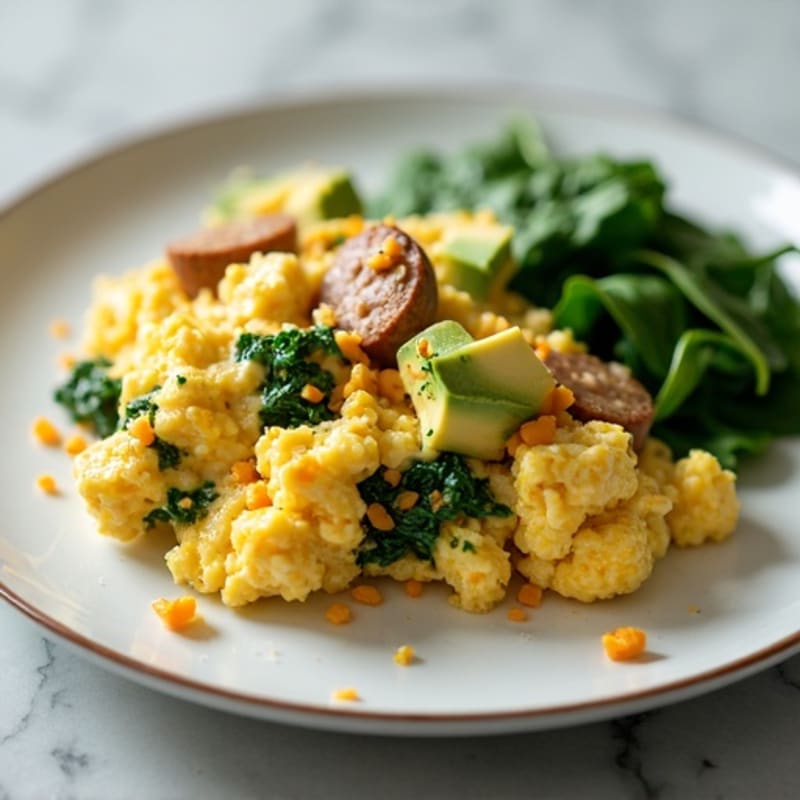Egg White and Turkey Sausage Scramble with Spinach