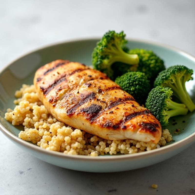 Grilled Chicken Breast with Roasted Broccoli and Quinoa