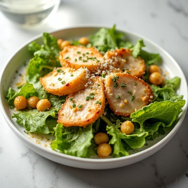 Herb-Grilled Chicken Caesar with Crispy Chickpea Croutons