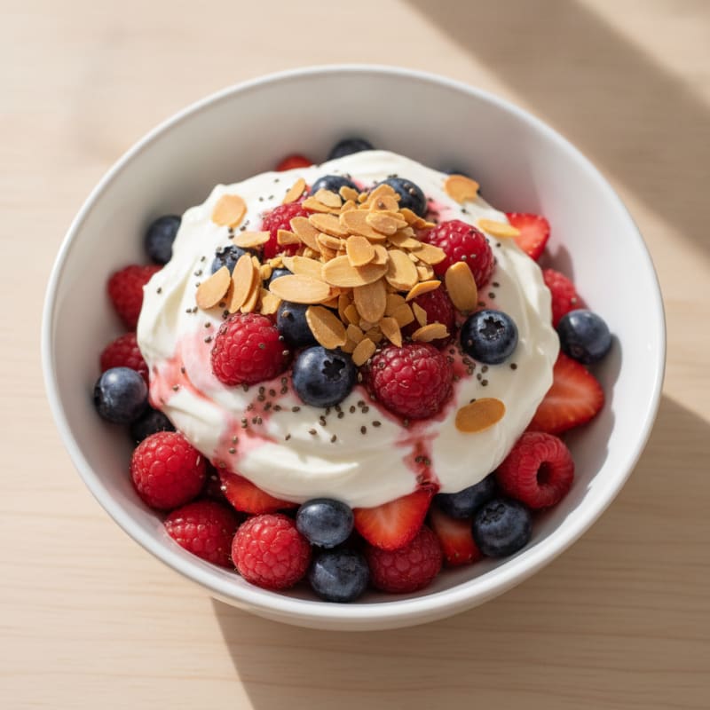 Greek Yogurt Protein Parfait with Mixed Berries