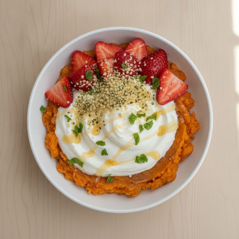 Sweet Potato Greek Yogurt Strawberry Bowl