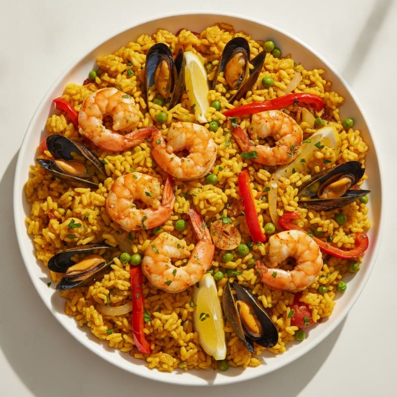 Spanish Seafood Paella with Saffron Rice