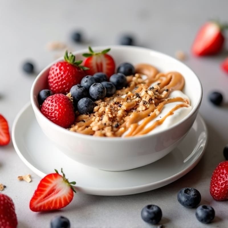 Greek Yogurt Protein Bowl with Almond Butter and Berries