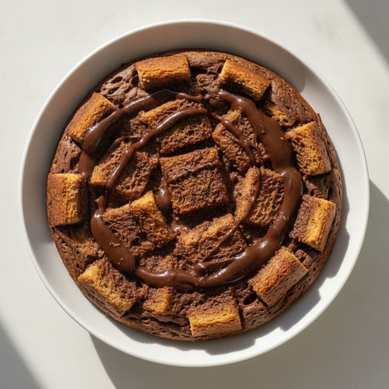 Microwave Chocolate Protein Bread Pudding