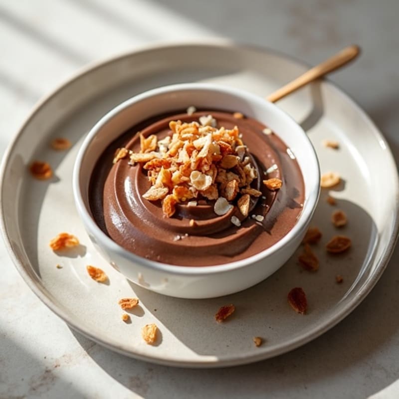 Silky Chocolate Protein Pudding with Toasted Coconut