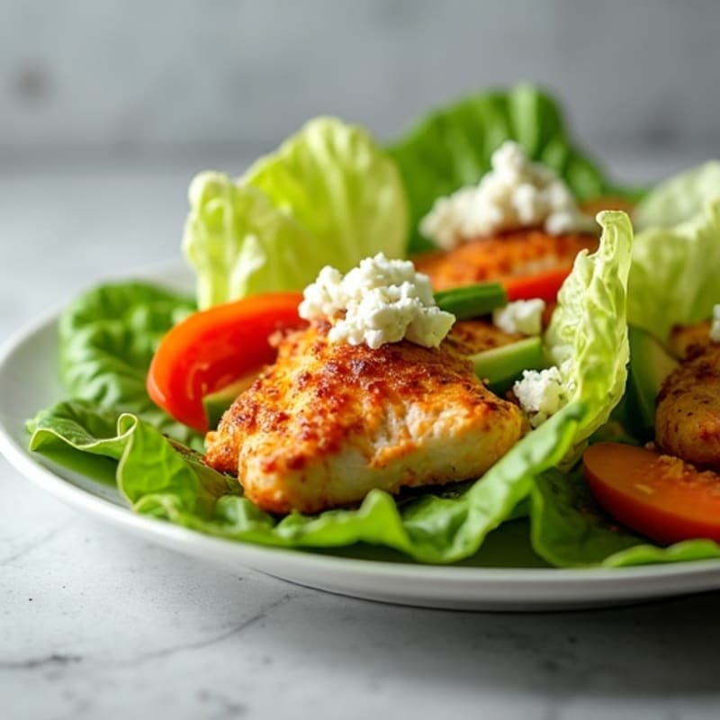 Buffalo Chicken Lettuce Wraps with Fresh Veggies